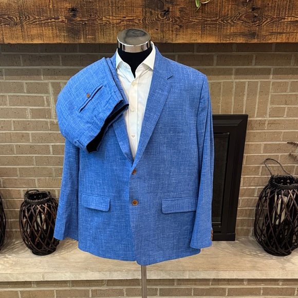 Studiosuits mens 52R light blue 2-button bespoke custom made suit w/ trousers - Picture 1 of 7
